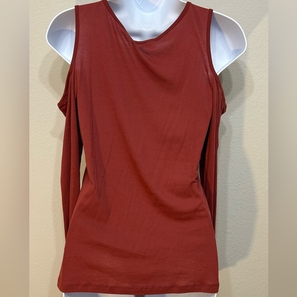 Ambiance Top long Sleeve Open Cold Shoulder Caged V Neckline - Picture 2 of 4